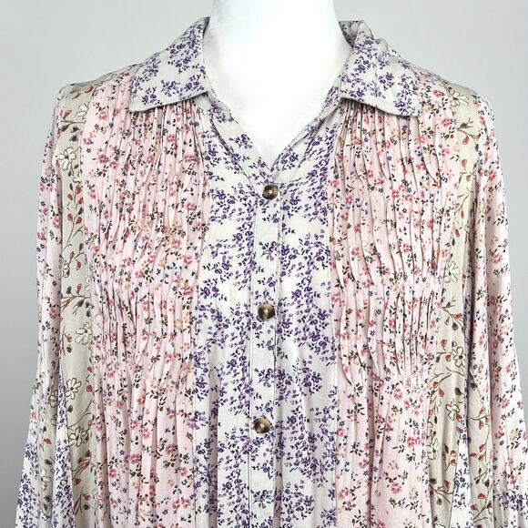 Floral Tiered Button-Front Mini Dress in Pastel Pink - Picture 3 of 16